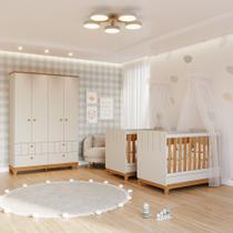 Quarto Bebê Gêmeos com 2 Berços Mini Cama e Guarda Roupa 4 portas Liza Permobili Quarto Bebê Gêmeos com 2 Berços Mini Cama e Guarda Roupa 4 portas Liza Permobili