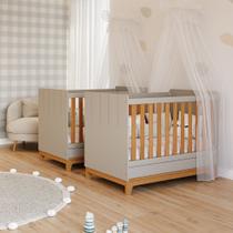 Quarto bebê gêmeos com 2 Berços Mini Cama Liza Permobili