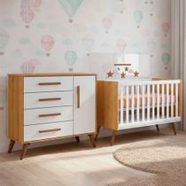 Quarto Bebê Infantil Q Encanto Berço Vira Cama e Comoda Sapateira 1 Portas 4 Gavetas Retrô Qmovi Quarto Bebê Infantil Q Encanto Berço Vira Cama e Comoda Sapateira 1 Portas 4 Gavetas Retrô Qmovi