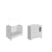 Quarto Bebe Moveis Peroba Berço com comoda Clara MDF