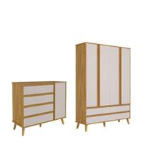 Quarto Bebe Moveis Peroba Theo Comoda Guarda Roupa MDF