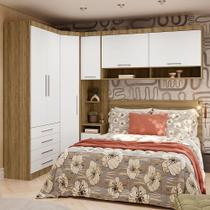 Quarto Canto Casal Guarda Roupas Cabeceira Avelã Branco