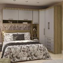 Quarto Casal 5 Módulos E Cabeceira Paris Luciane Móveis Avelã Pf-cinammon Pf