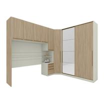 Quarto Casal 8 Portas 3 Gavetas Canto Areia/Jequitibá