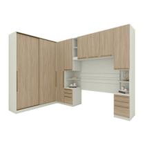 Quarto Casal 8 Portas 9 Gavetas Canto Areia/Jequitibá