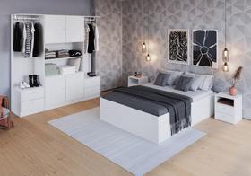 Quarto Casal Com Cama Queen, Guarda-Roupas e Mesas De Cabeceira 160 Tókio Branco Art In Móveis