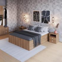 Quarto Casal Com Cama Queen, Guarda Roupas E Mesas De Cabeceira 160 Tókio Montana Quarto Casal Com Cama Queen, Guarda Roupas E Mesas De Cabeceira 160 Tókio Montana