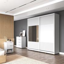 Quarto Casal com Guarda-roupa 2 Portas de Correr, 1 Cômoda e 2 Mesas de Cabeceira Malthus