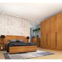 Quarto Casal Completo Guarda Roupa 6 Portas com Cômoda Cama e Cabeceira Tcil Móveis