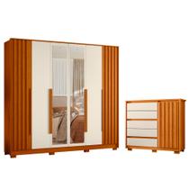 Quarto Casal Completo Guarda Roupa Deville com Espelho e Cômoda Sapateira Duetto Quarto Casal Completo Guarda Roupa Deville com Espelho e Cômoda Sapateira Duetto
