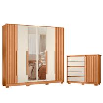 Quarto Casal Completo Guarda Roupa Deville com Espelho e Cômoda Sapateira Duetto Quarto Casal Completo Guarda Roupa Deville com Espelho e Cômoda Sapateira Duetto