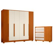 Quarto Casal Completo Guarda Roupa Deville e Cômoda Sapateira Duetto