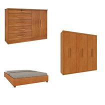 Quarto Casal Completo Guarda-roupa Lima, Cama Mônaco e Cômoda Istambul Espresso Móveis