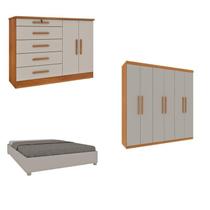 Quarto Casal Completo Guarda-roupa Lima, Cama Mônaco e Cômoda Istambul Espresso Móveis