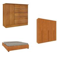 Quarto Casal Completo Guarda-roupa Milano, Cama Mônaco e Cômoda Chicago Espresso Móveis