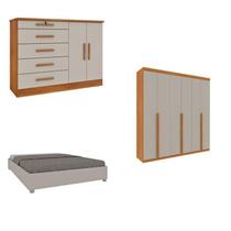 Quarto Casal Completo Guarda-roupa Milano, Cama Mônaco e Cômoda Istambul Espresso Móveis