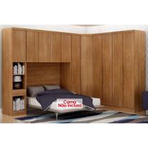 Quarto Casal Completo Rizon/Linea 6 Peças (1 Armário Aéreo + 3 Guarda Roupas + 1 Closet Canto Obliquo + 1 Complemento) QCM109 Cumaru - Novo Horizonte