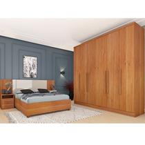 Quarto Casal Completo Roupeiro Veneza 4 Gavetas Painel Ripado com Mesa de Cabeira 2 Gavetas Quarto Casal Completo Roupeiro Veneza 4 Gavetas Painel Ripado com Mesa de Cabeira 2 Gavetas