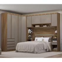 Quarto Casal Guarda Roupa Mesas De Cabeceira 495cm Veneza Avelã Pf/cinammon Pf