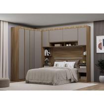 Quarto Casal Guarda Roupas Mesas De Cabeceira 426cm Veneza Avelã Pf-cinammon Pf