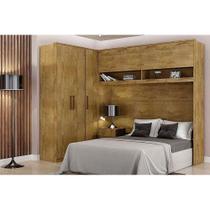 Quarto Casal Modulado Gold Bari 3 Peças (1 Armário Ponte + 1 Closet + 1 Guarda Roupa) QCM126 Freijo Cumaru - Novo Horizonte