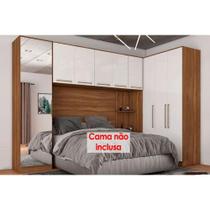 Quarto Casal Modulado Irlanda 6 Peças (3 Armários + 1 Ponte Aérea + 2 Complementos) QCM160 Amendola/Branco - Demóbile