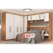 Quarto Casal Modulado Modena VI 7 Peças (1 Armário Aéreo + 4 Guarda Roupas + 2 Complementos) QCM60 Amendola/Branco - Demóbile