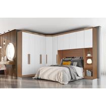 Quarto Casal Modulado Rizon 5 Peças 1 Armário Ponte + 1 Closet + 2 Guarda Roupas + 1 Complemento QC202 Freijó/FendiOff - Novo Horizonte