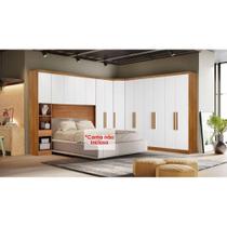 Quarto Casal Modulado Rizon 5 Peças (1 Armário Ponte + 1 Closet + 2 Guarda Roupas + 1 Complemento) QC203 Freijo Cumaru c/ Fendi - Novo Horizonte