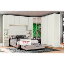 Quarto Casal Modulado Seletto 5 Peças (1 Armário Ponte + 1 Closet + 1 Guarda Roupa + 2 Complementos) QMH05 Areia - Henn