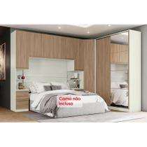 Quarto Casal Modulado Seletto 5 Peças (1 Armário Ponte + 1 Guarda Roupa + 1 Closet + 2 Complementos) QM01 Areia/Jequitibá - Henn
