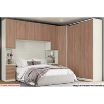 Quarto Casal Modulado Seletto 5 Peças (1 Ponte + 1 Closet Canto + 1 Guarda Roupa 2 Portas de Correr + 2 Complementos) QM121 Areia/Jequitibá - Henn Quarto Casal Modulado Seletto 5 Peças (1 Ponte + 1 Closet Canto + 1 Guarda Roupa 2 Portas de Correr + 2 Complementos) QM121 Areia/Jequitibá - Henn