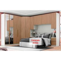 Quarto Casal Modulado Seletto 6 Peças (1 Armário Ponte + 1 Closet + 2 Guarda Roupas + 2 Complementos) QMH06 Areia/Jequitibá - Henn Quarto Casal Modulado Seletto 6 Peças (1 Armário Ponte + 1 Closet + 2 Guarda Roupas + 2 Complementos) QMH06 Areia/Jequitibá - Henn