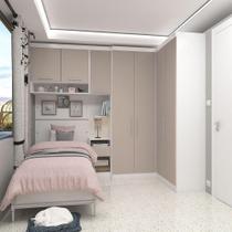 Quarto Com 5 Módulos E Cabeceira Alpes Luciane Móveis Branco Pf-cinammon Pf