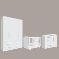 Quarto Completo Bebê Charlo Berço Cris 100%MDF Moveis Peroba -