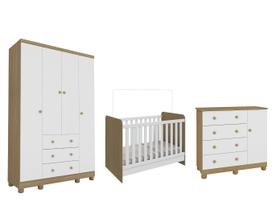 Quarto Completo Bebe Moveis Peroba Ben Junior 04 portas MDF