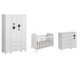 Quarto Completo Bebê Moveis Peroba Bolinha Uli 04 portas
