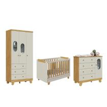 Quarto Completo Bebe Moveis Peroba Pingo berço 4x1 MDF