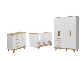 Quarto Completo Bebe Moveis Peroba Retro 04 portas MDF LS