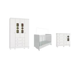 Quarto Completo Bebê Moveis Peroba Tedy 04 pts americano MDF