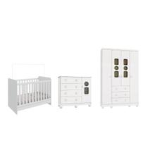 Quarto Completo Bebe Moveis Peroba Tedy MDF 4 portas Branco