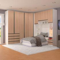Quarto Completo Canto Com 7 Módulos Branco Com Cumaru