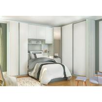 Quarto Completo Canto Com 7 Módulos E Espelho Branco