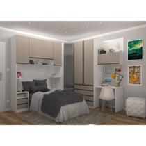 Quarto Completo Canto Com 8 Módulos E Vidro Reflecta Branco