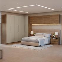 Quarto Completo Casal de Canto 610 cm com Mesa de Cabeceira Neo Madesa