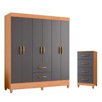 Quarto Completo Casal Guarda Roupa 6 Portas e Cômoda Mobi Quarto Completo Casal Guarda Roupa 6 Portas e Cômoda Mobi