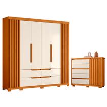 Quarto Completo Casal Guarda Roupa Ripado Doble e Cômoda Duetto Quarto Completo Casal Guarda Roupa Ripado Doble e Cômoda Duetto