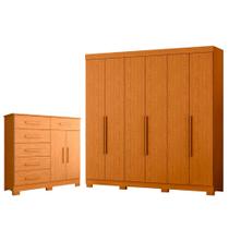 Quarto Completo Casal Guarda Roupa Vinci e Cômoda Xangai