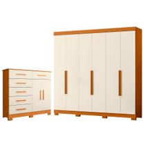 Quarto Completo Casal Guarda Roupa Vinci e Cômoda Xangai Quarto Completo Casal Guarda Roupa Vinci e Cômoda Xangai
