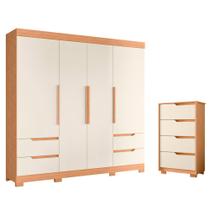 Quarto Completo Casal Guarda Roupa Vivacce e Cômoda Sole